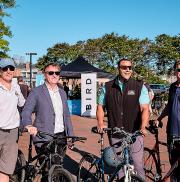 Chair of the Anne Arundel County Bicycle Advisory Commission Jon Korin, Annapolis Mayor Gavin Buckley, Anne Arundel County Office of Transportation Director Sam Snead and Anne Arundel County Executive Steuart Pittman, Jr.